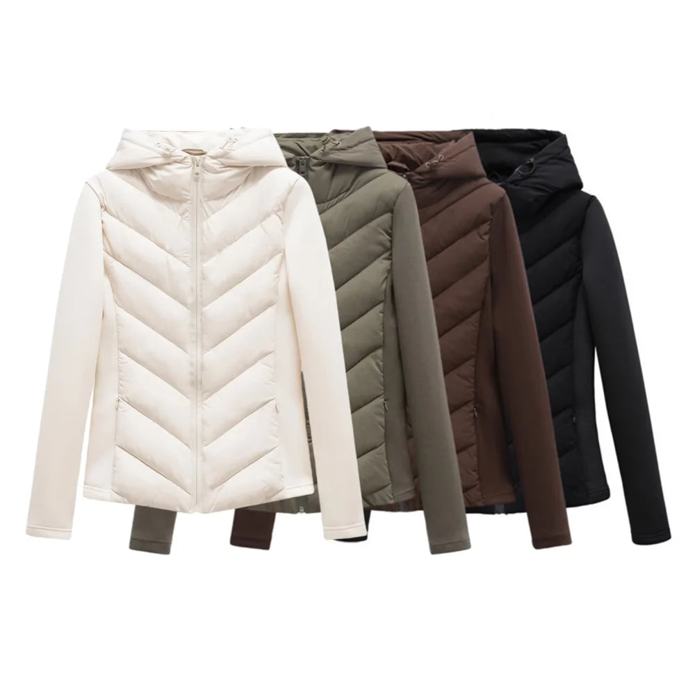 Lange Dames Jas Gewatteerd met Capuchon voor Winter 0