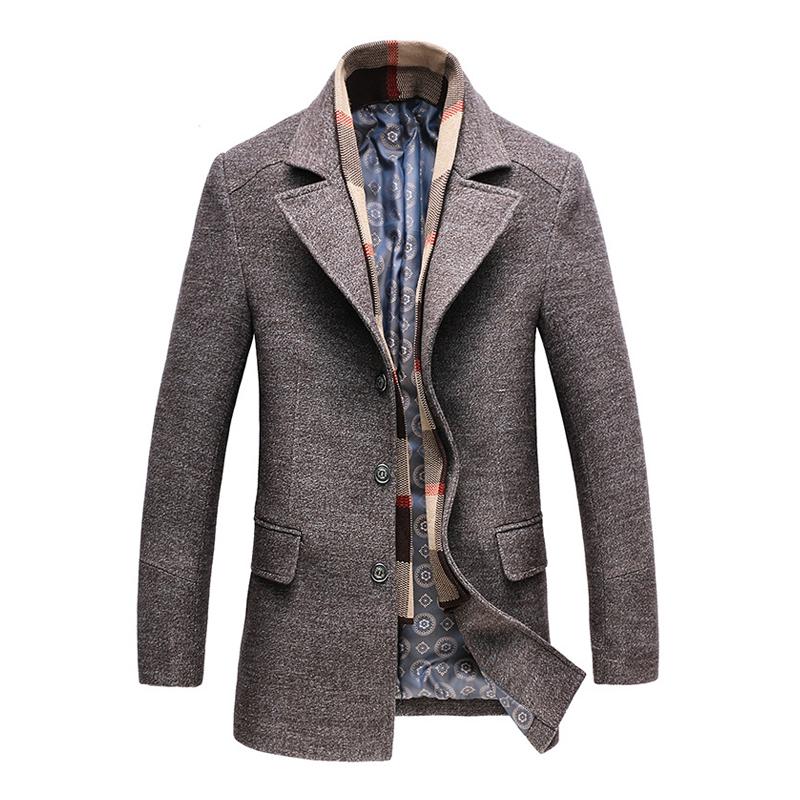 Lange Dames Jas Wol Met Afneembare Sjaal Voor Winter 1
