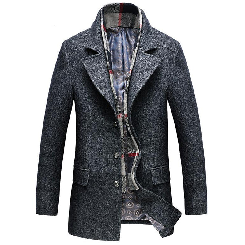 Lange Dames Jas Wol Met Afneembare Sjaal Voor Winter 9
