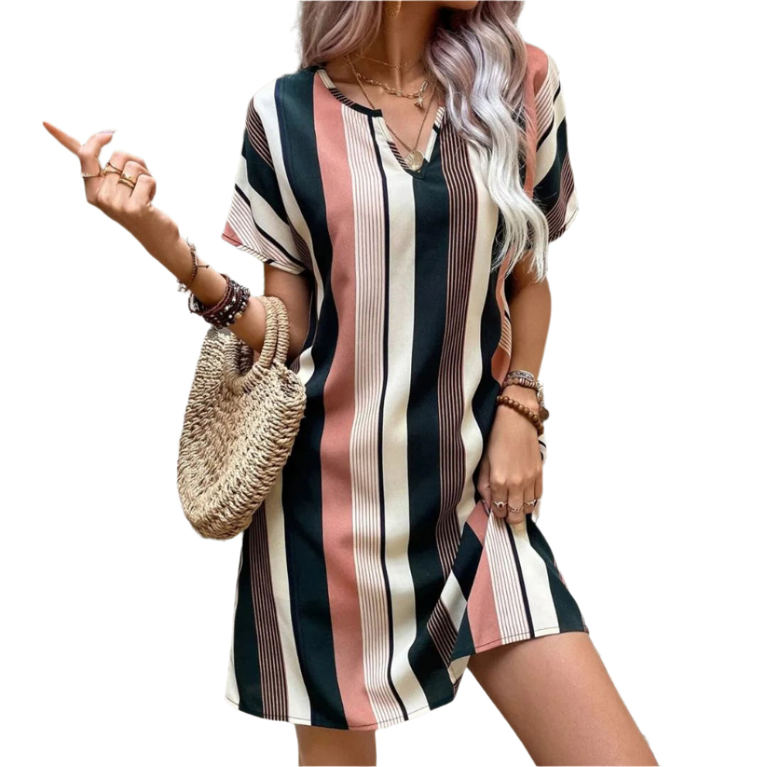 Lange Jurk Dames V-Hals Aardetinten Katoenmix voor Zomer Kleding Dames 0