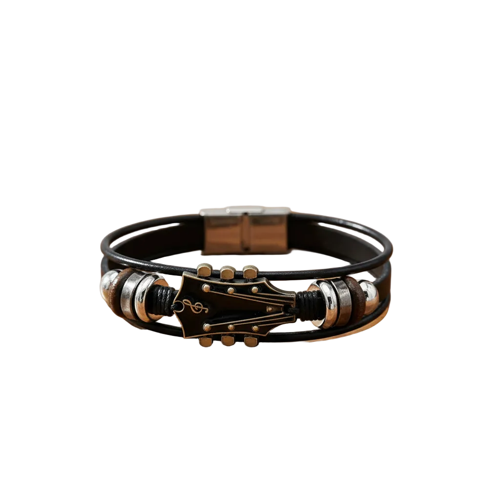 Leren Armband Man Gitaar Ontwerp Verstelbaar 0