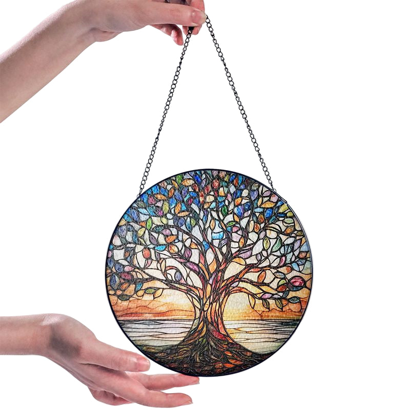 Levensboom Zonnevanger Handgemaakt Glas-in-Lood 0