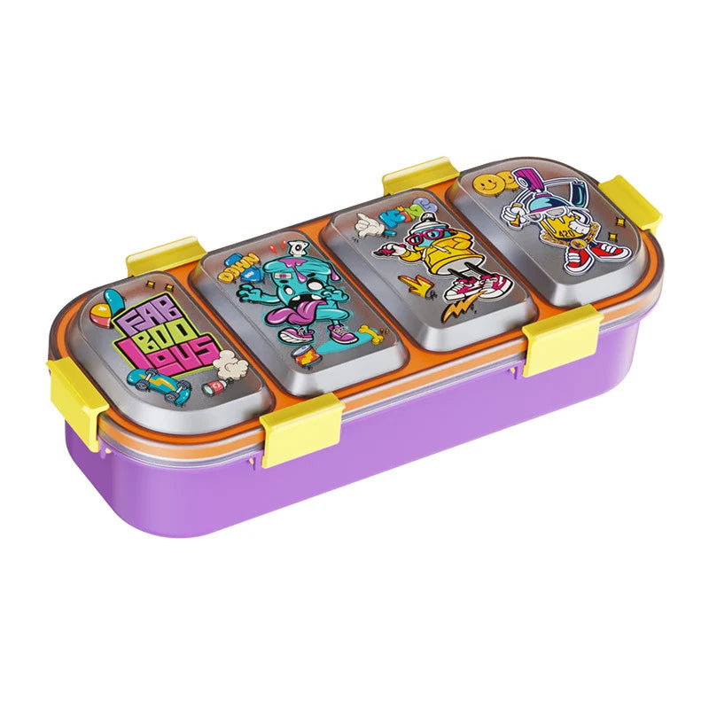 Lunchbox met meerdere compartimenten en haaienthema voor kinderen 4