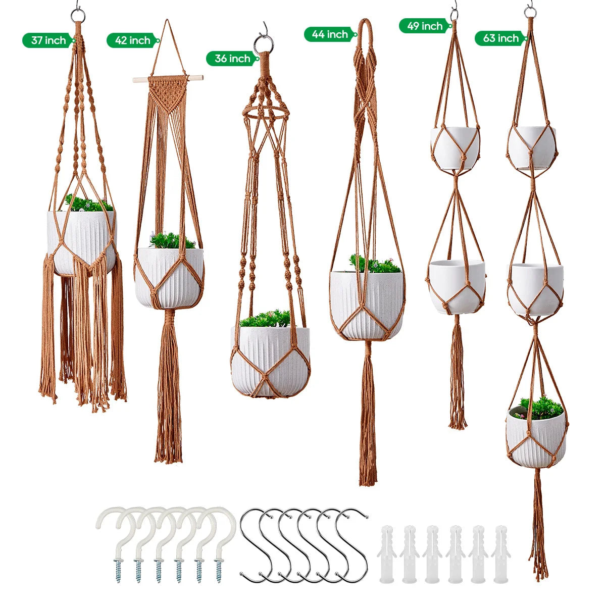 Macramé Plantenhanger Set Bohemian Stijl 11