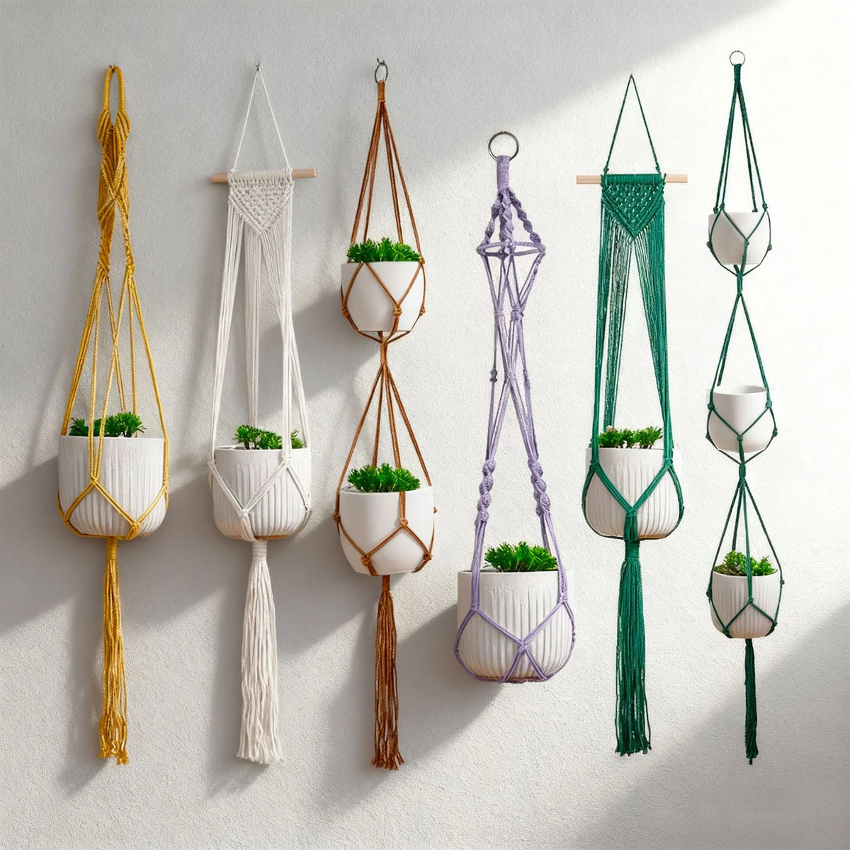 Macramé Plantenhanger Set Bohemian Stijl 3