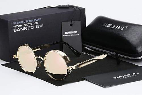 Mannen Ronde Zonnebril Retro Steampunk Stijl 5