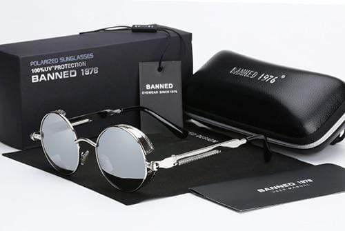 Mannen Ronde Zonnebril Retro Steampunk Stijl 7