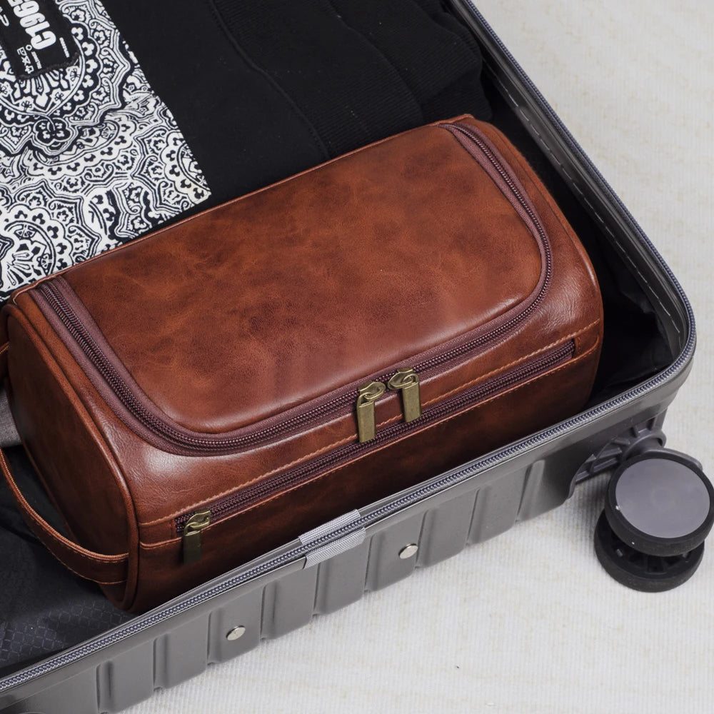 Mannen Toilettas Leren Dopp Kit 1