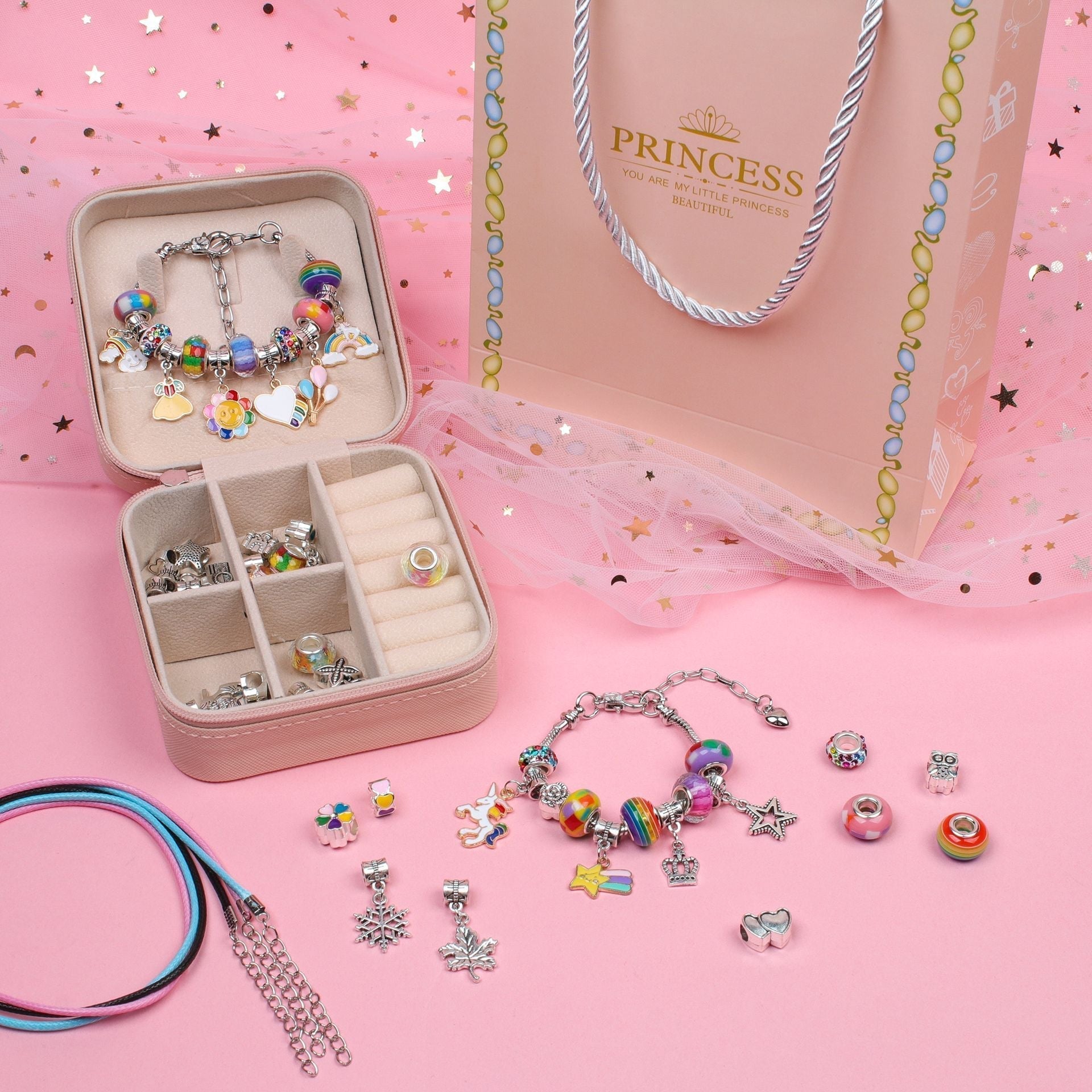 Meisjes DIY Sieraden Set met Bedelarmband 0