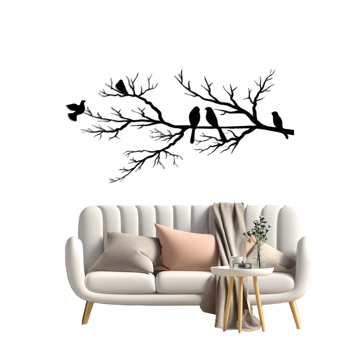 Metalen Wanddecoratie Vogels op Tak voor Interieur