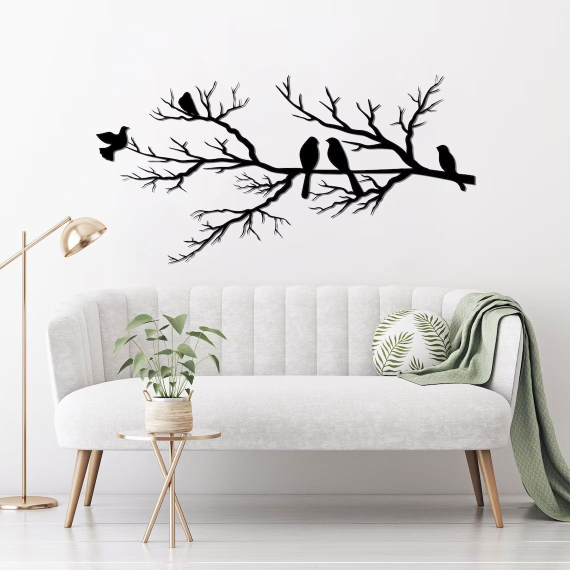 Metalen Wanddecoratie Vogels op Tak voor Interieur 1