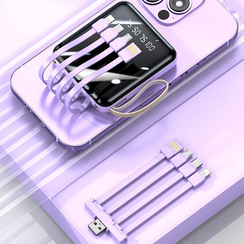 Mini Powerbank 20.000 mAh met Geïntegreerde Kabels 7