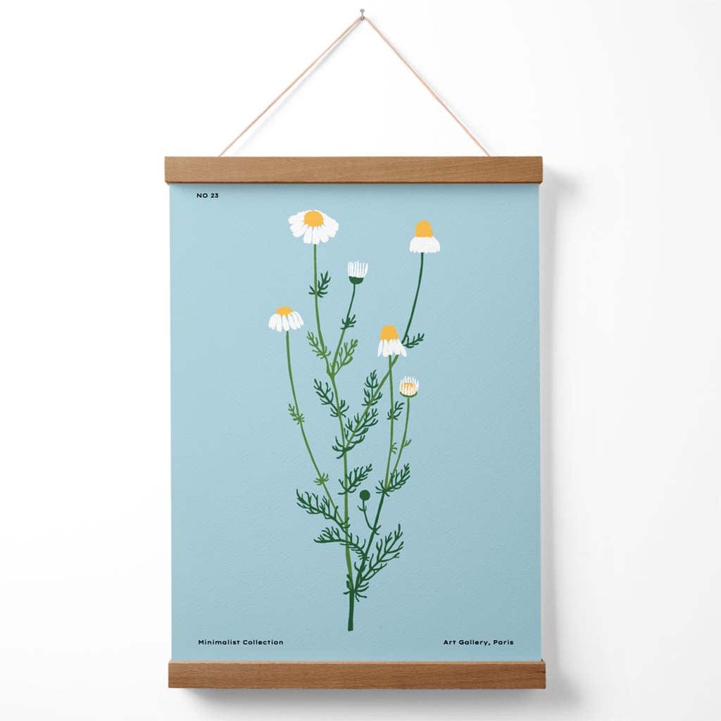 Minimalistische Poster Kunst Aan De Muur Met Blauwe Madeliefjes 3