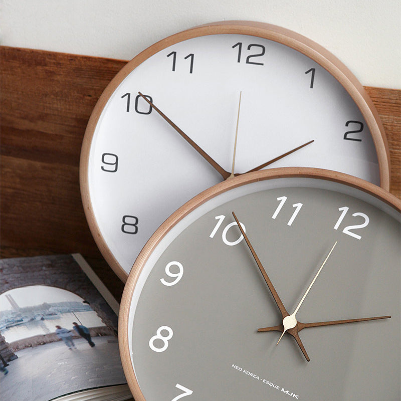 Minimalistische Wandklok Hout Stille Analoge Klok 5