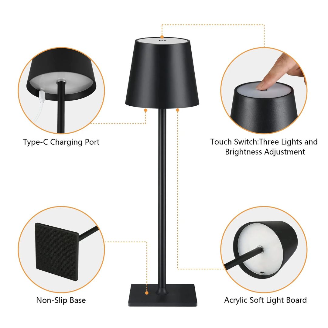 Moderne Bureaulamp LED Oplaadbaar met Aanraakbediening en Draadloos Ontwerp 3