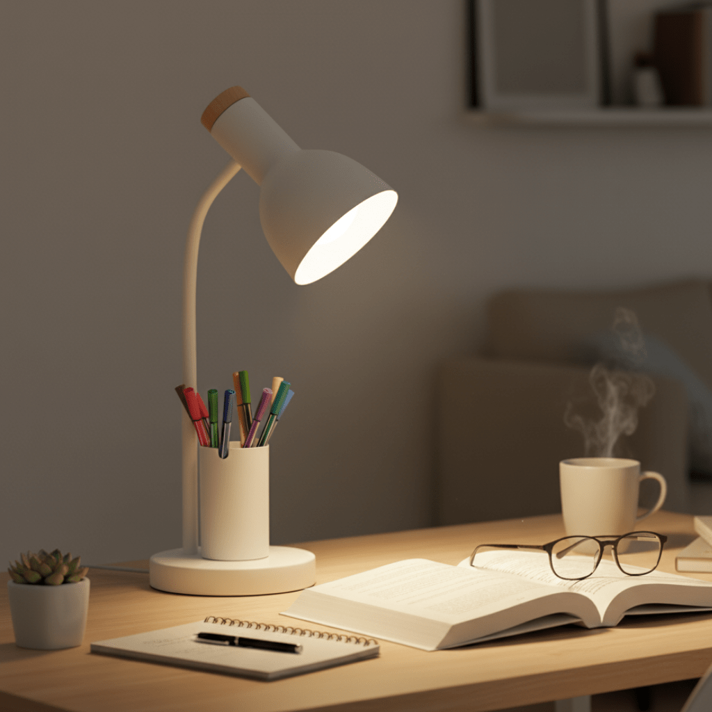 Moderne Bureaulamp LED met Penhouder en Verstelbare Lampkop 0