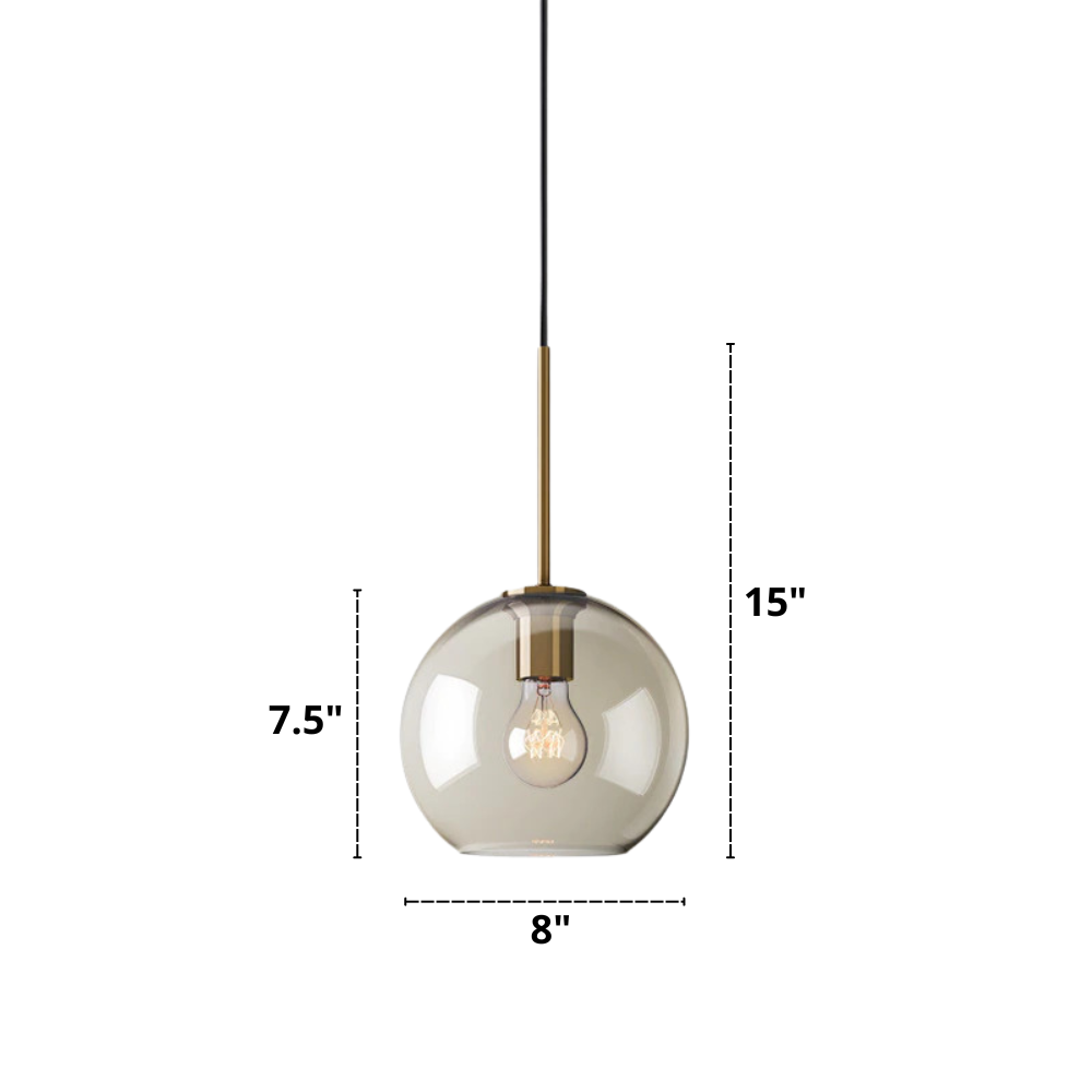 Moderne Hanglamp Eettafel met Glazen Kap en Koperen Voet voor Woonkamer en Eetkamer 0
