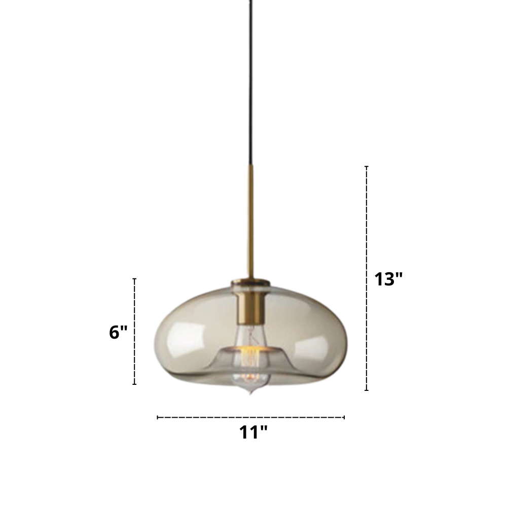 Moderne Hanglamp Eettafel met Glazen Kap en Koperen Voet voor Woonkamer en Eetkamer 13