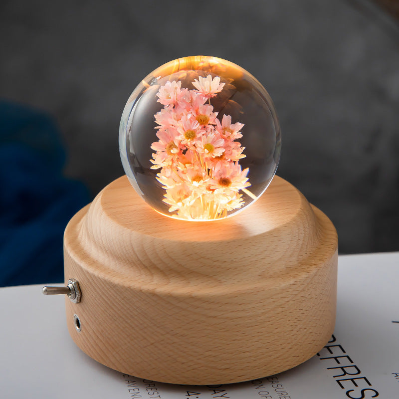 Nachtlampje Dandelion LED met Houten Voet voor Slaapkamer en Babykamer 5