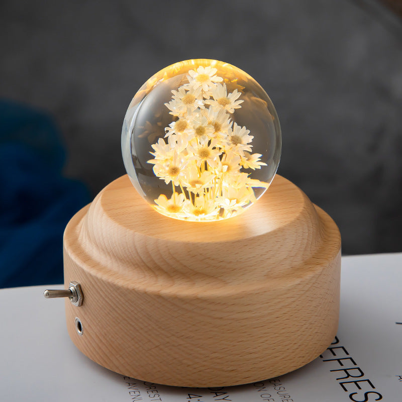 Nachtlampje Dandelion LED met Houten Voet voor Slaapkamer en Babykamer 6