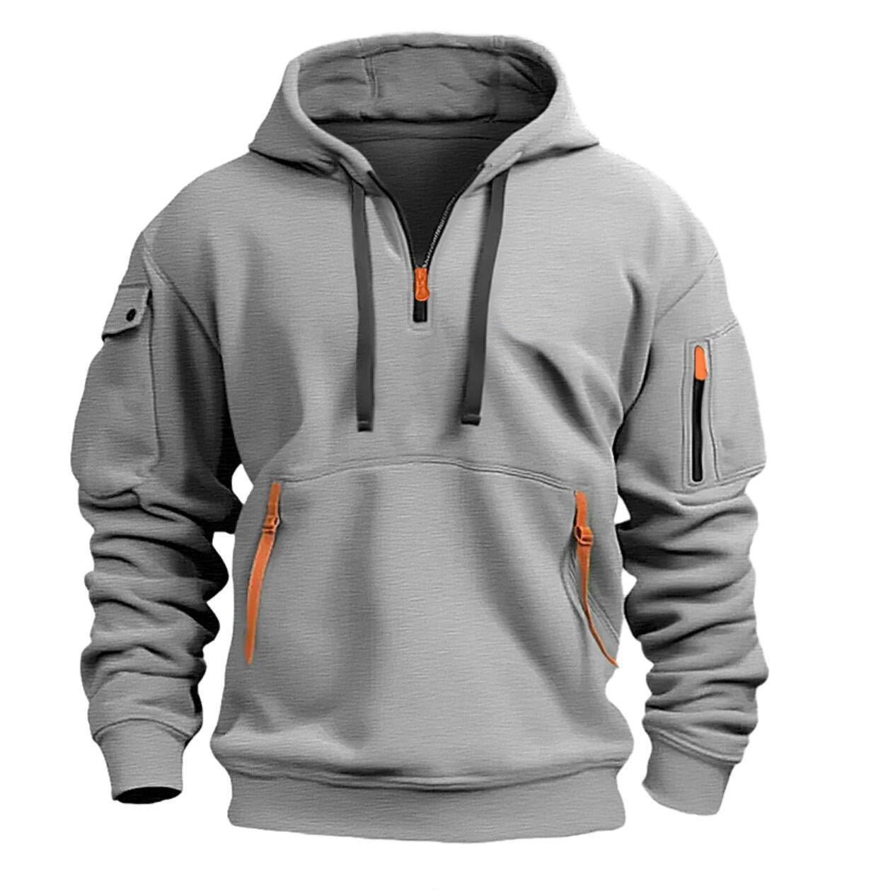 Heren Hoodie Half Zip met Utility Details