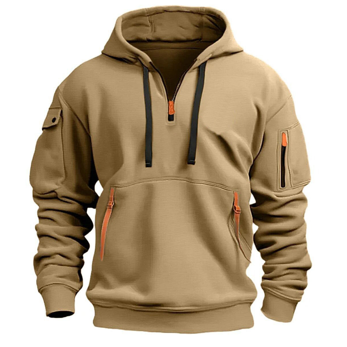 Heren Hoodie Half Zip met Utility Details