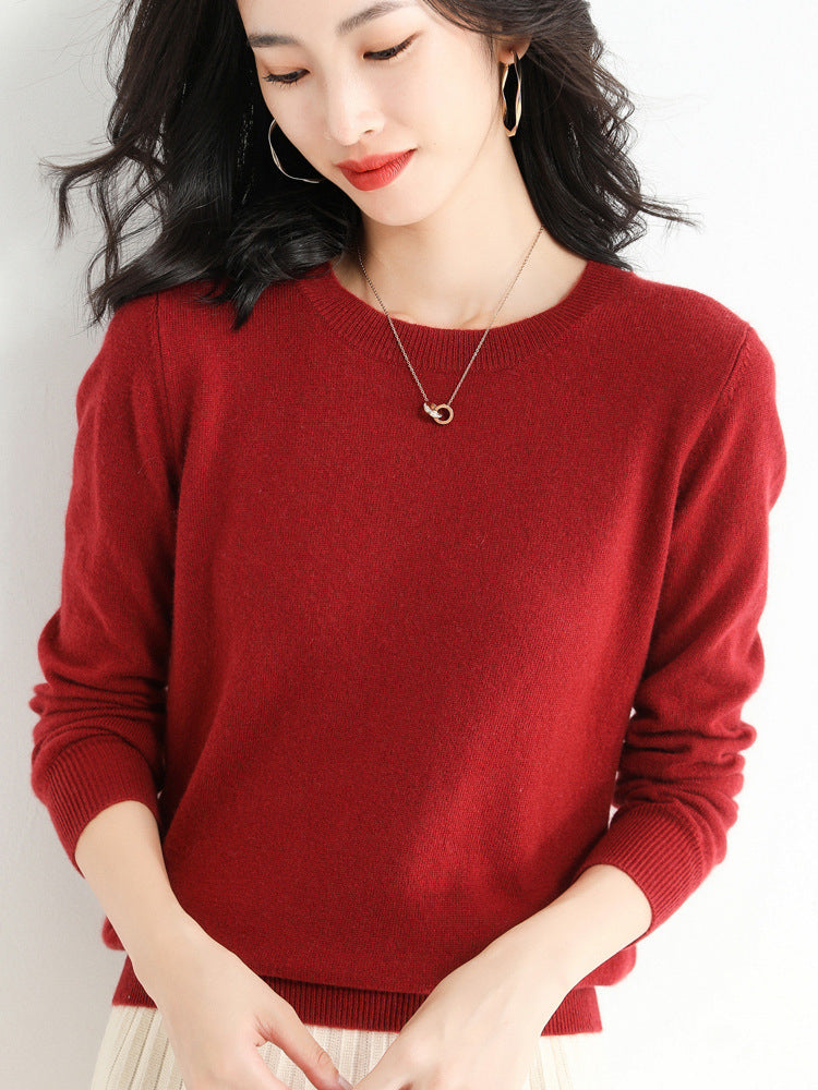 Dames Trui O-Hals 100% Merino Wol Lichtgewicht Pullover