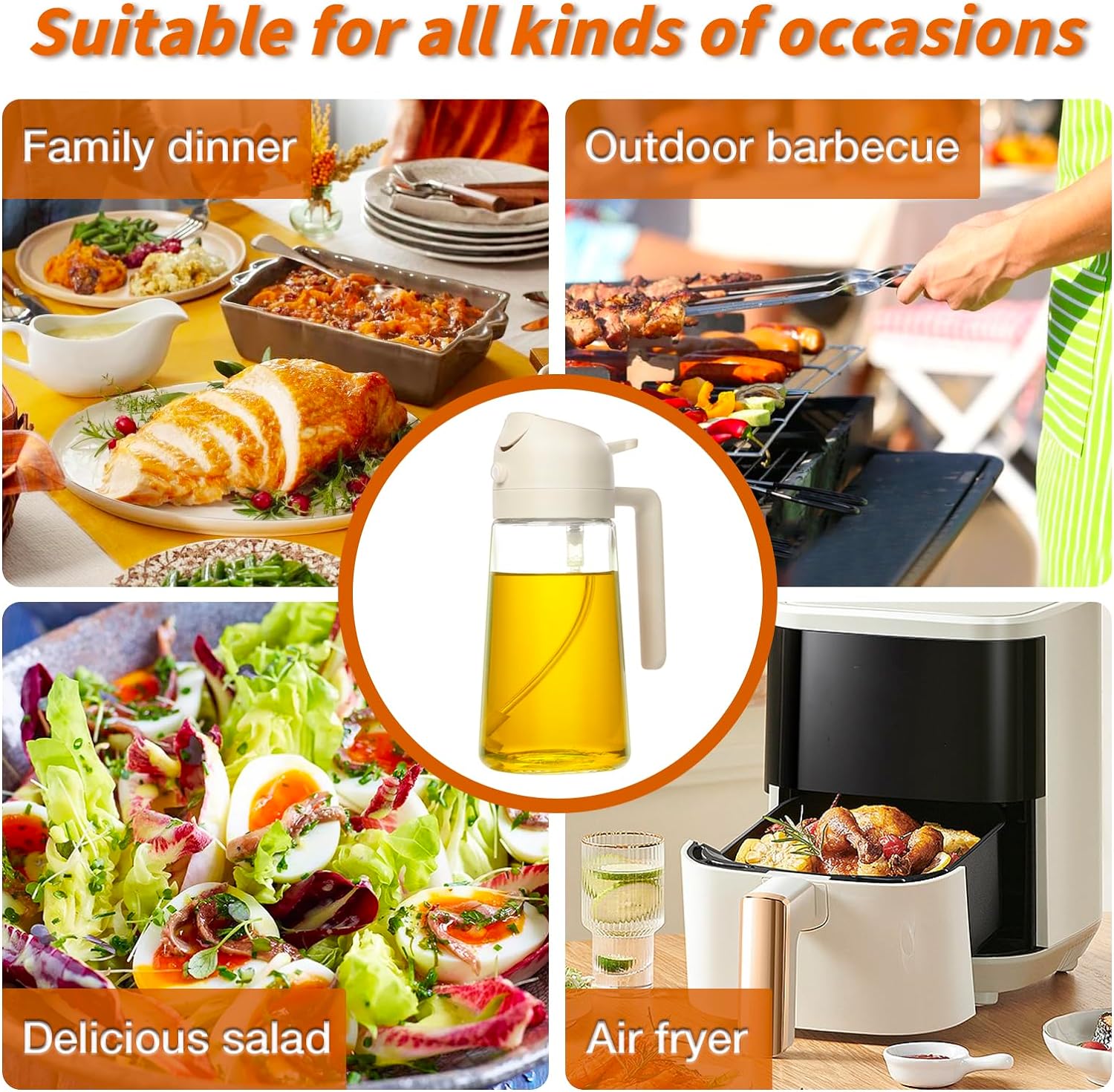 Olijfolie Spray Dispenser 2-in-1 voor Koken en Grillen 4