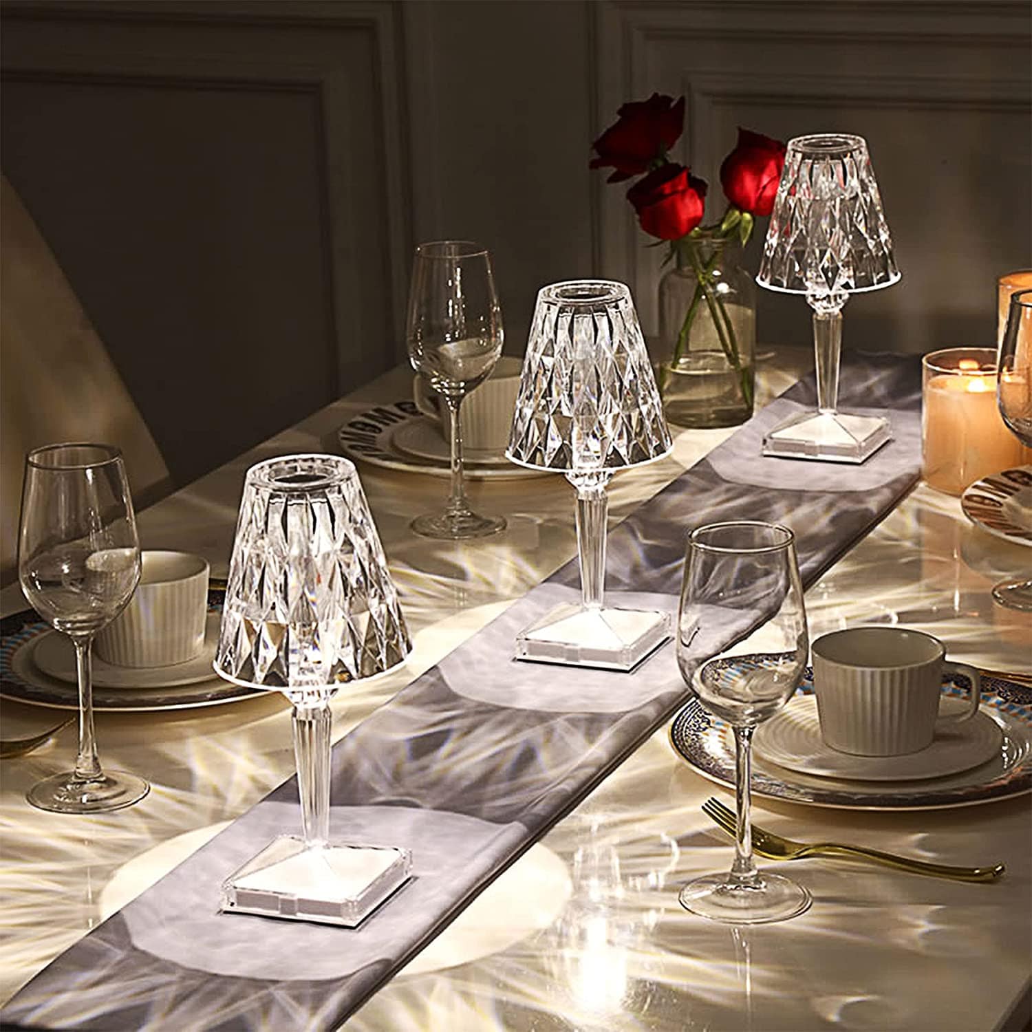 Oplaadbare Tafellamp Diamant Design Draadloos Met Aanpasbare Lichttonen 2