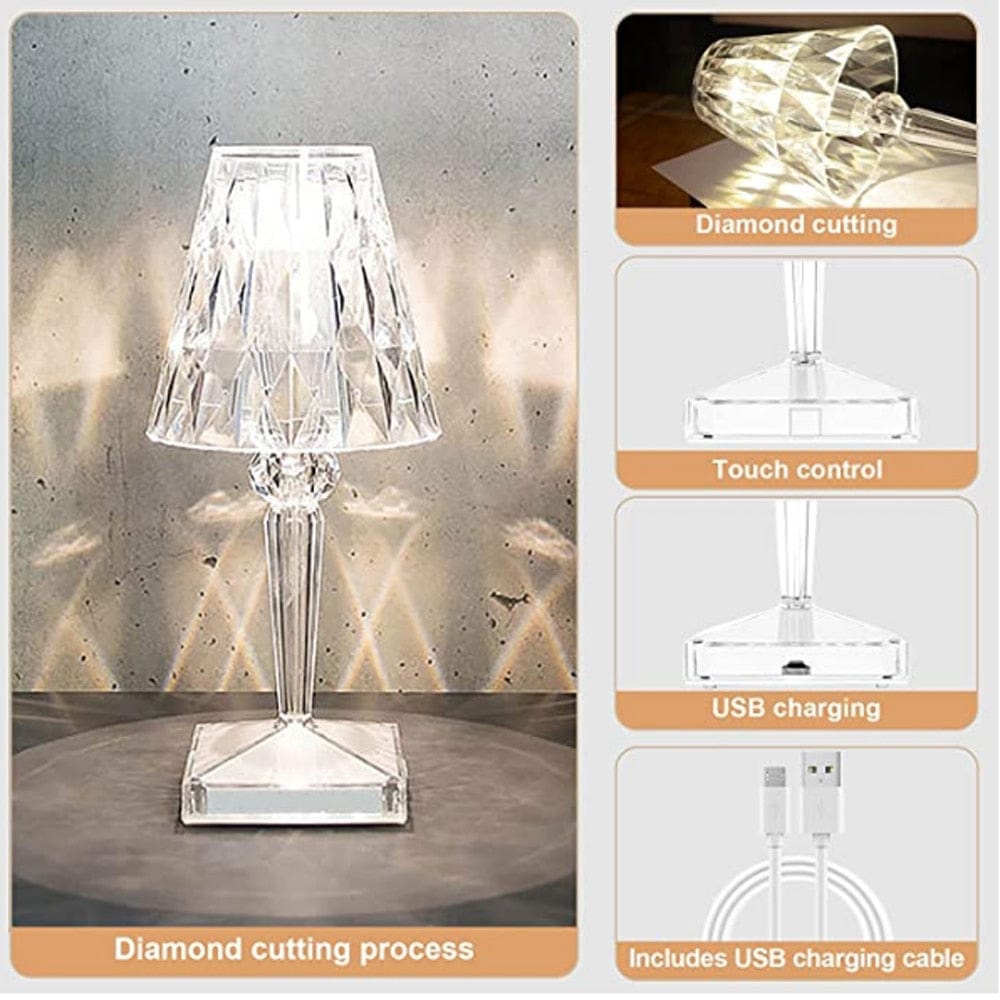 Oplaadbare Tafellamp Diamant Design Draadloos Met Aanpasbare Lichttonen 6