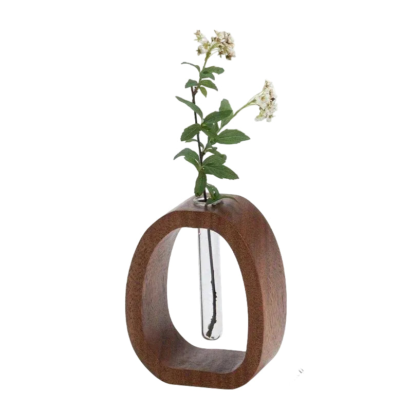 Ovale Vaas Minimalistisch Met Houten Frame 0