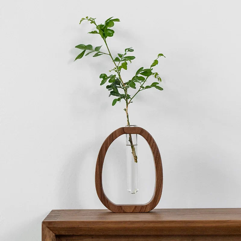 Ovale Vaas Minimalistisch Met Houten Frame 7