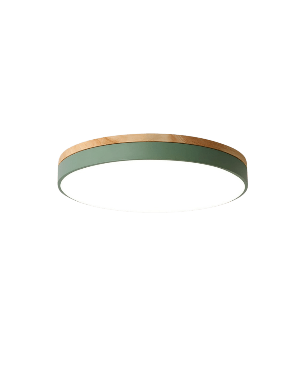 Plafondlamp met Natuurlijke Houtnerf en Groen Accent 8