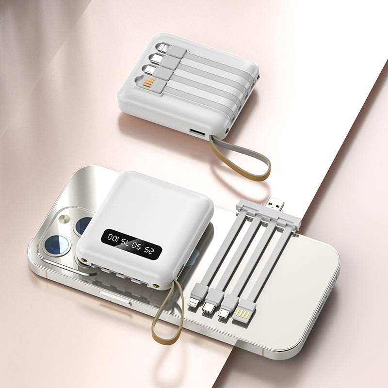 Powerbank 20000 mAh Met Geïntegreerde Kabels Voor Altijd Verbonden 0