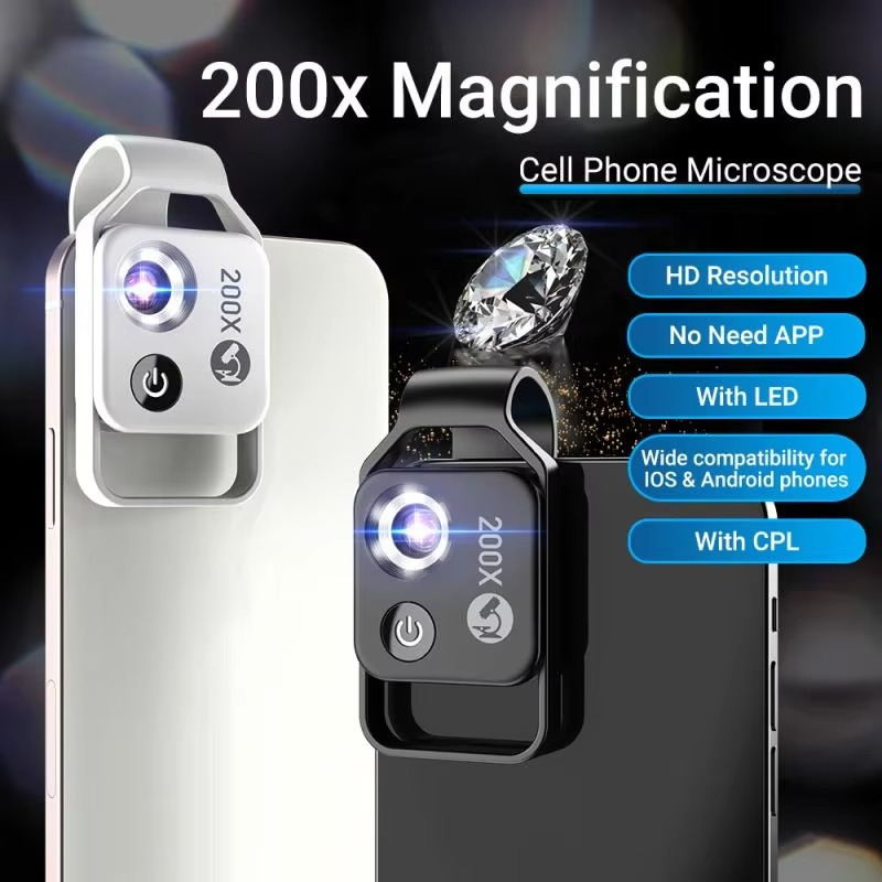 Professionele Microscooplens voor Smartphones met 200x Zoom 1