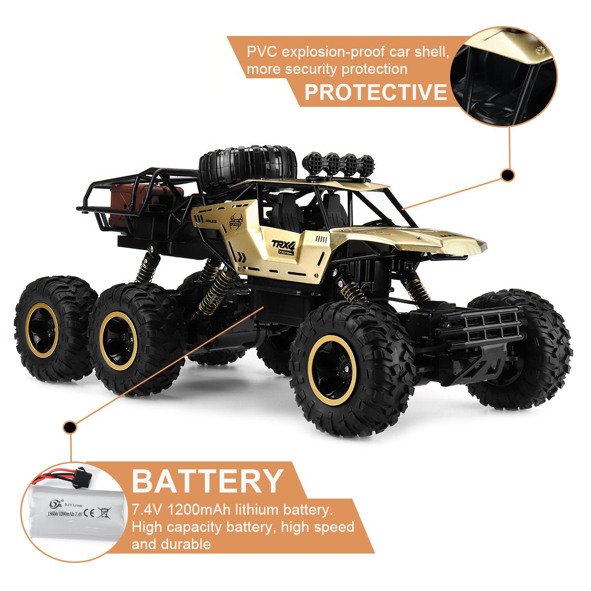 RC Monstertruck 6WD Offroad met LED-verlichting 6