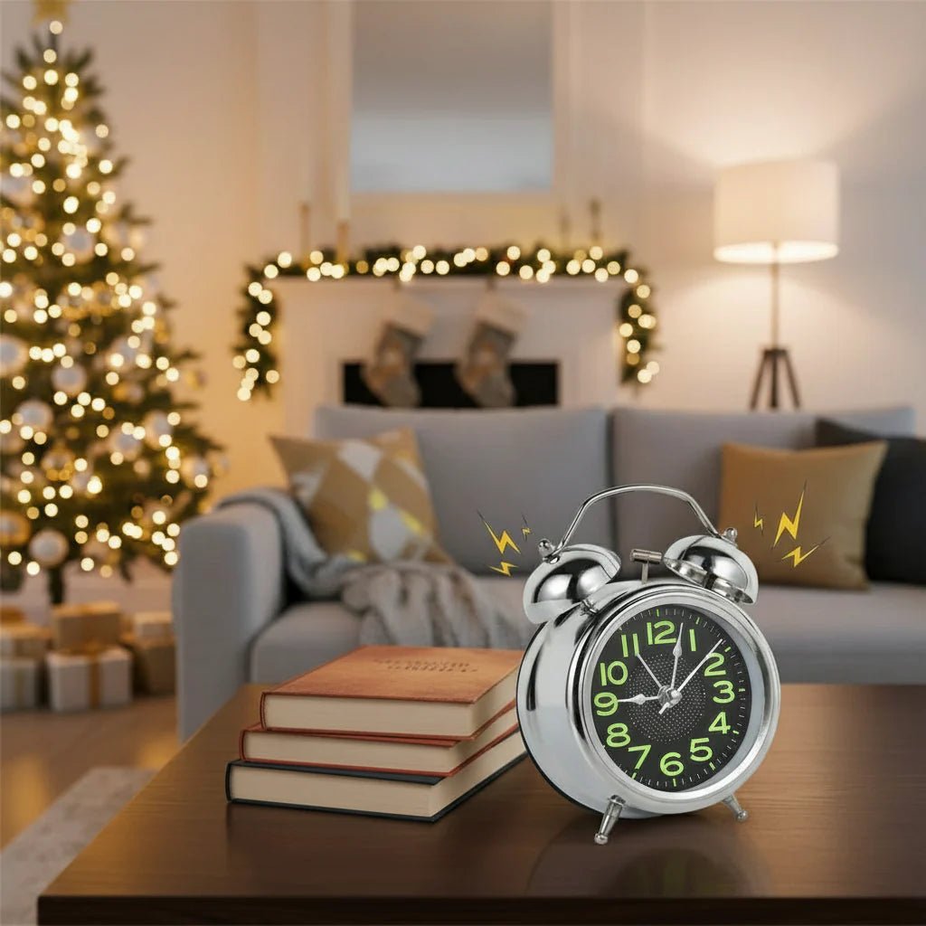 Retro Wekker voor Zware Slapers met Dubbele Bel en Stil Kwartsuurwerk 1