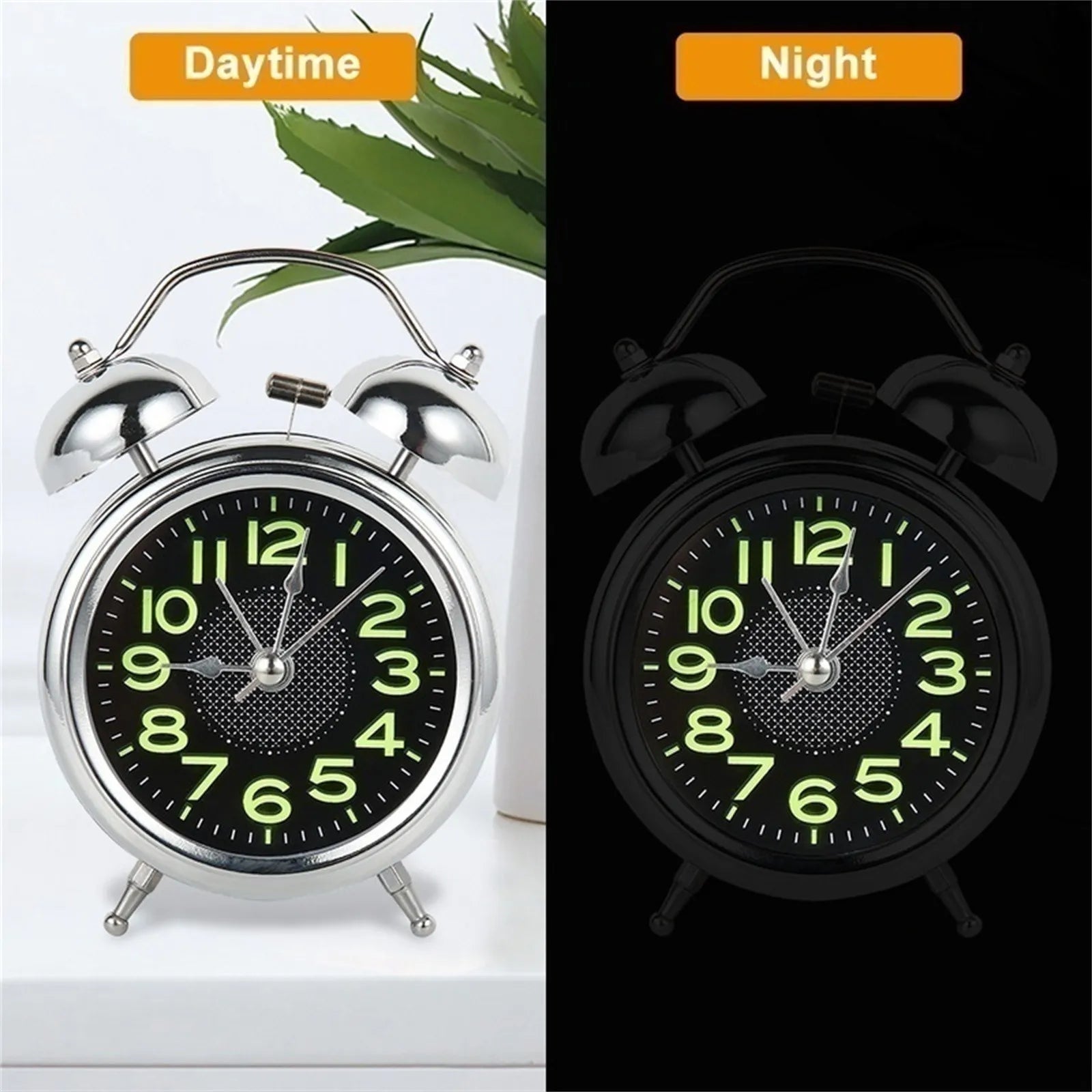 Retro Wekker voor Zware Slapers met Dubbele Bel en Stil Kwartsuurwerk 2
