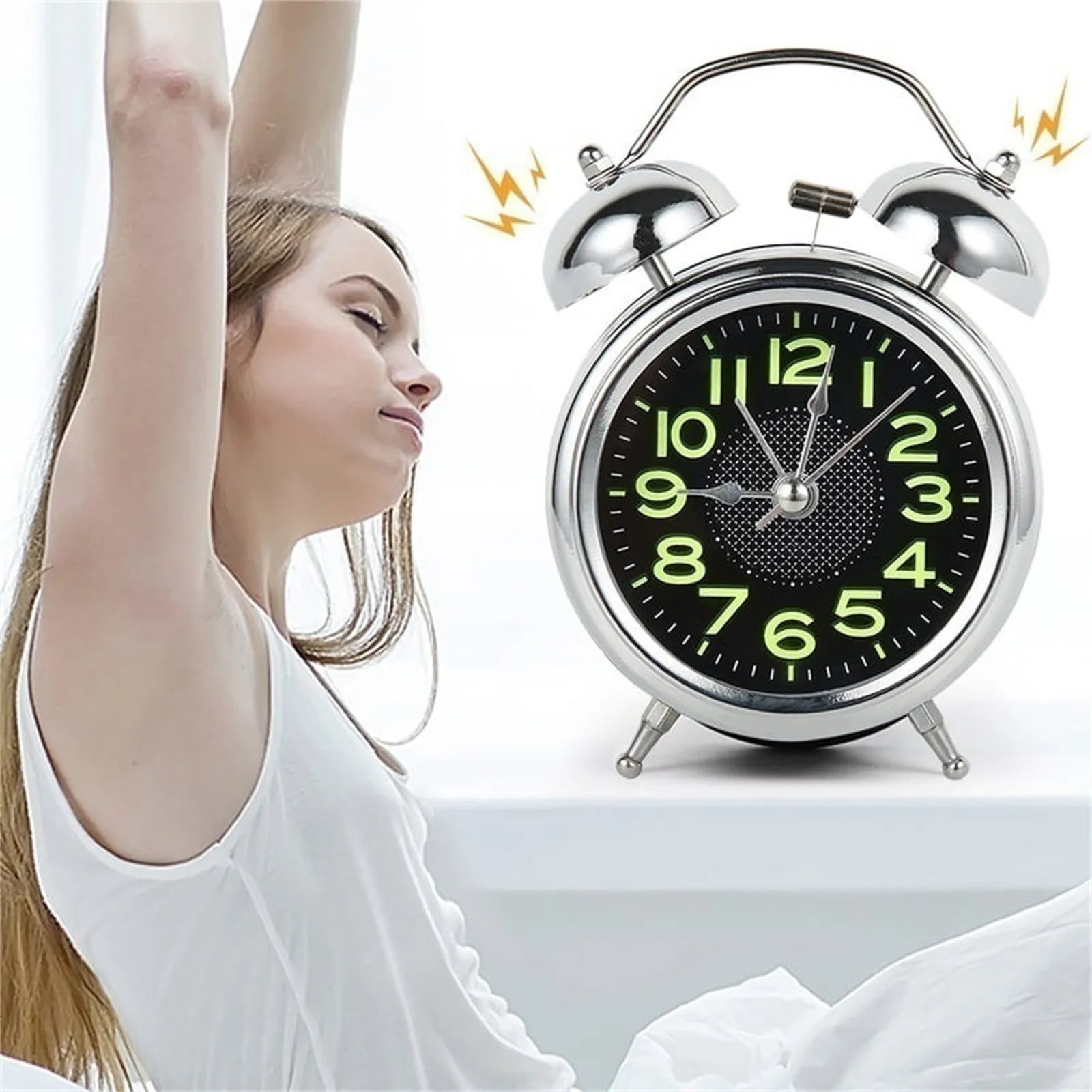 Retro Wekker voor Zware Slapers met Dubbele Bel en Stil Kwartsuurwerk 3