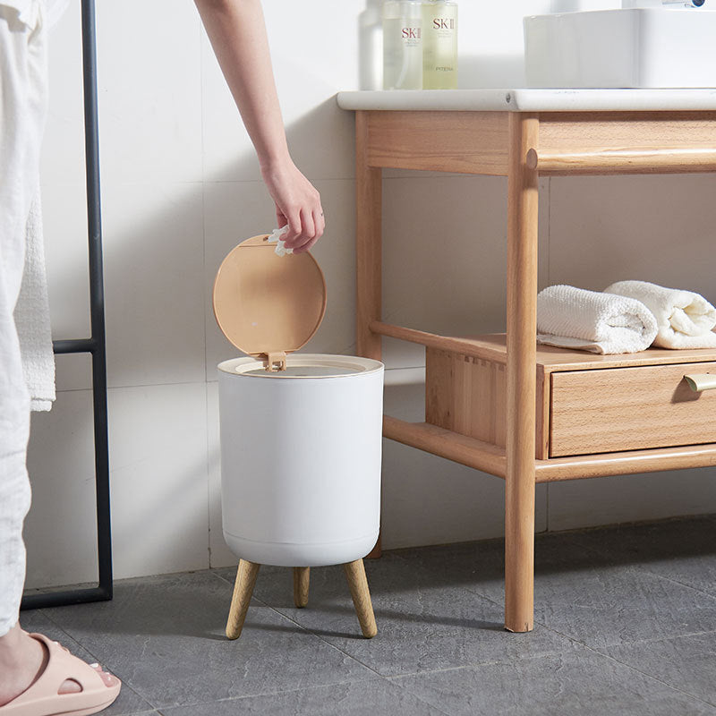 Ronde Prullenbak Met Eenvoudig Deksel Minimalistisch Design 1