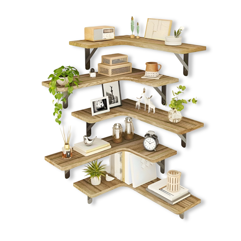 Rustieke Houten Plankenset voor Hoek- en Wanddecoratie 8