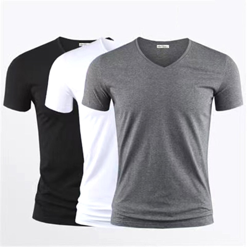 Heren Slim Fit V-hals T-shirt