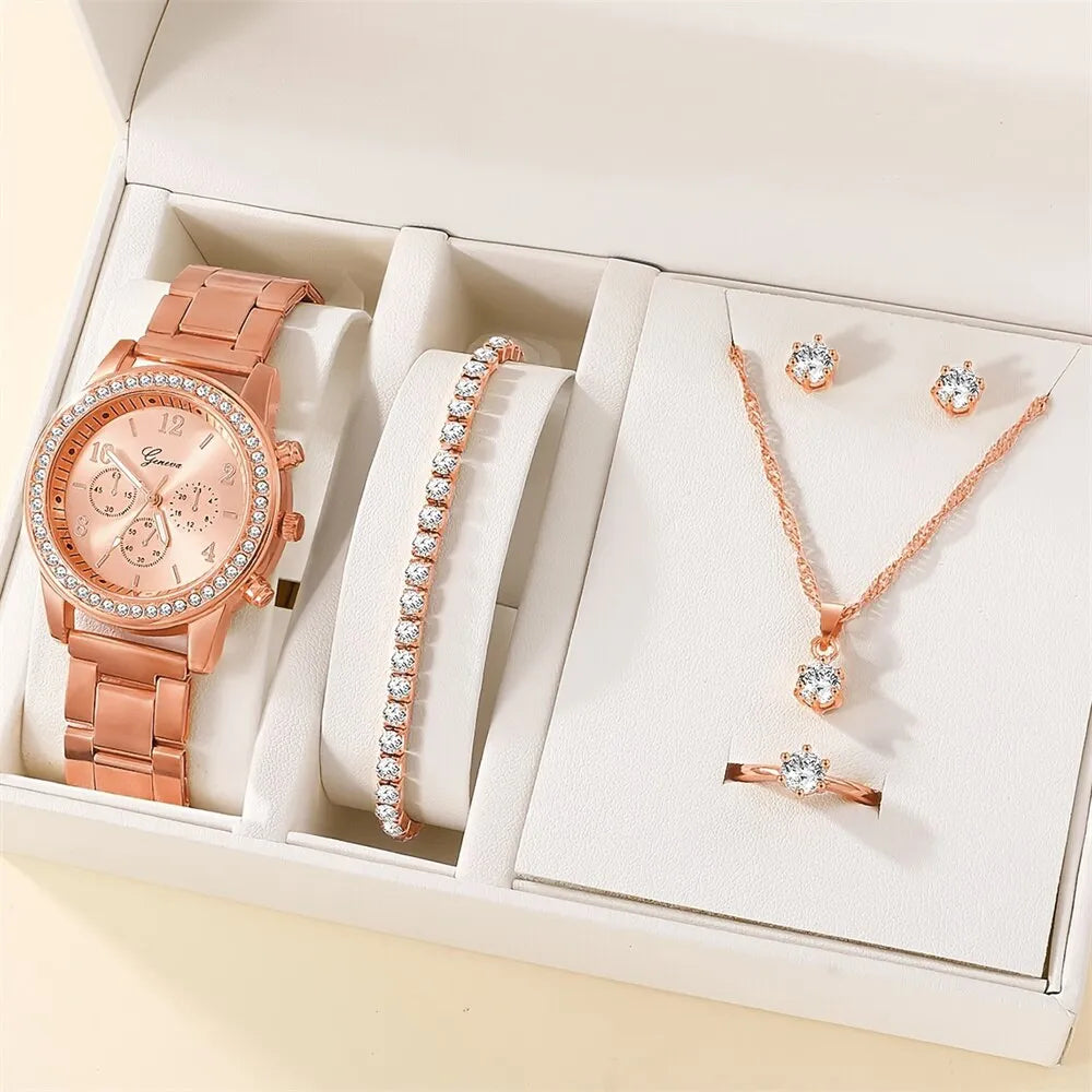 Luxe Horloge Set met Strass