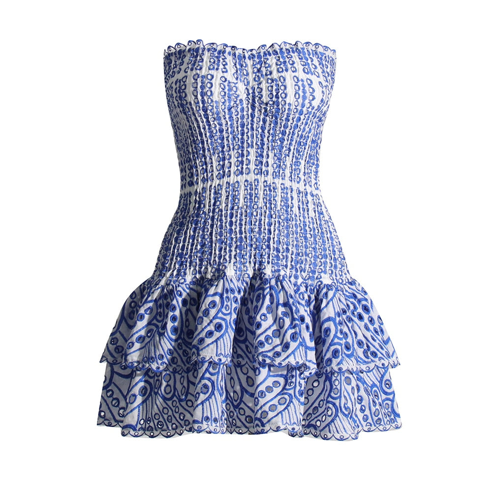 Strapless Gelaagd Mini Jurk