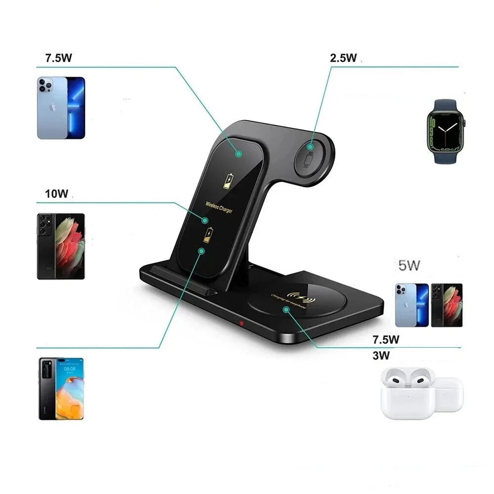 3-in-1 Draadloze Oplaadstandaard Pad