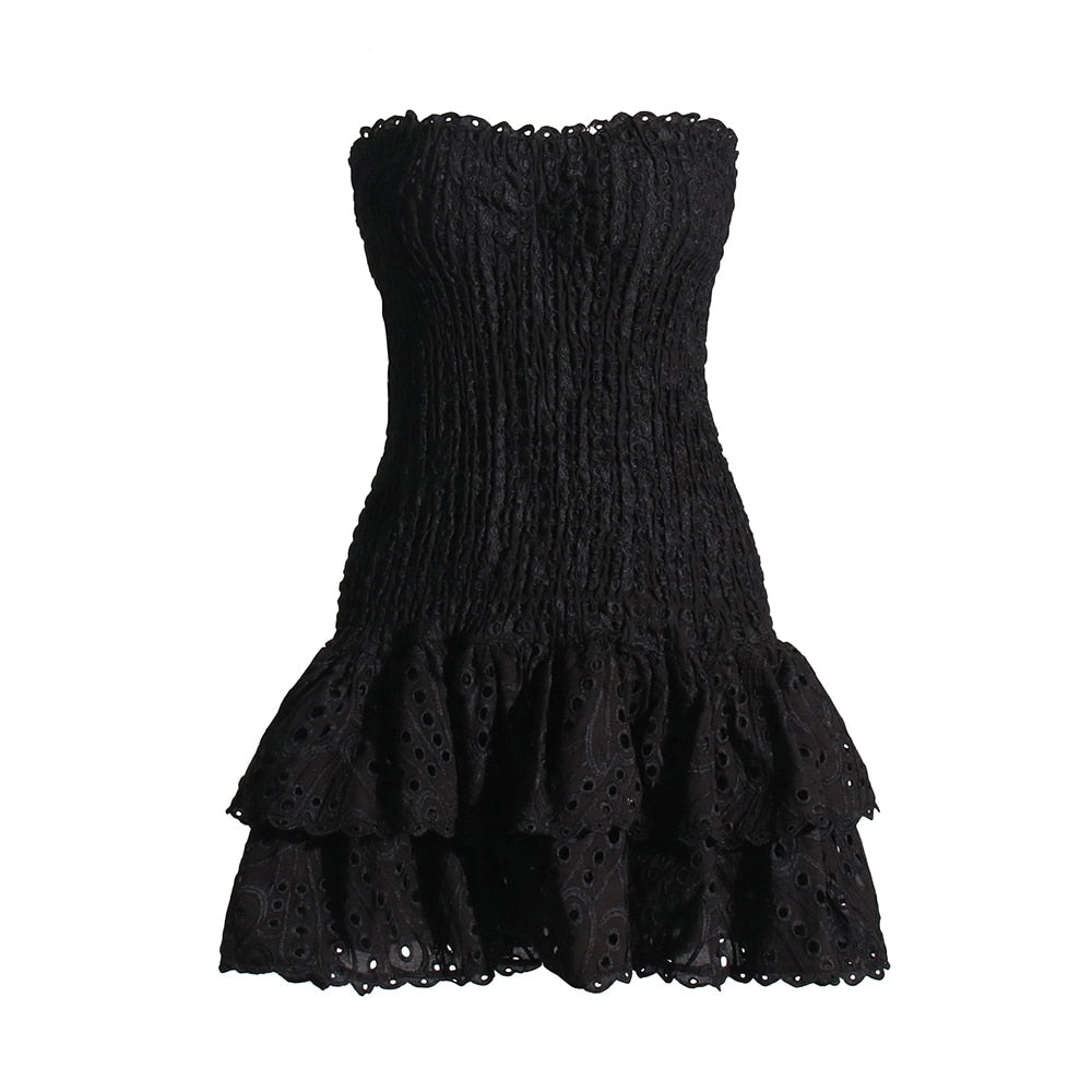 Strapless Gelaagd Mini Jurk