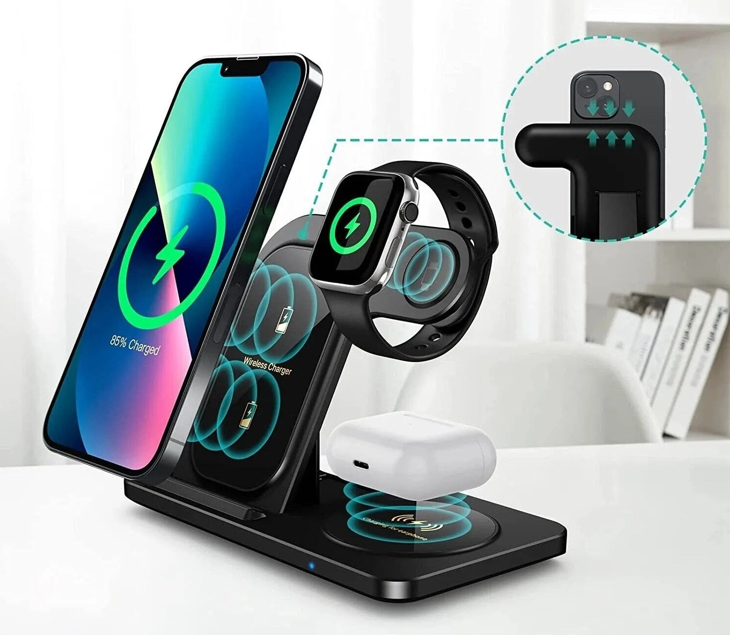 3-in-1 Draadloze Oplaadstandaard Pad