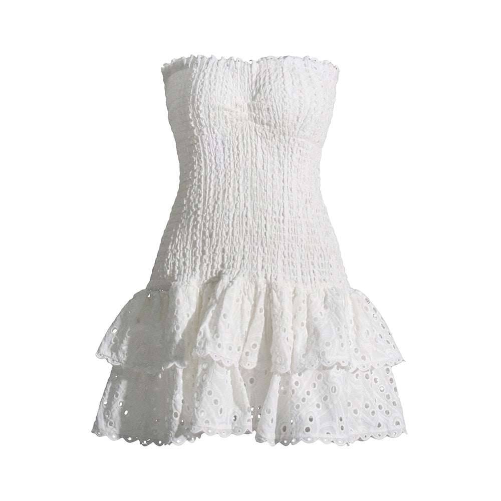 Strapless Gelaagd Mini Jurk