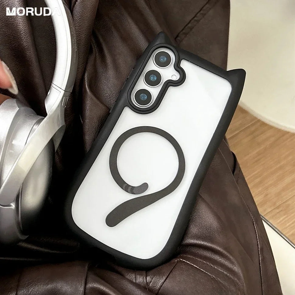 Samsung Galaxy S25 Plus Hoesje met Kattenoren en MagSafe Functie 0