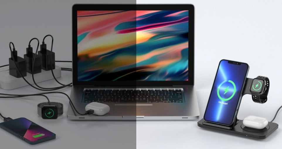 3-in-1 Draadloze Oplaadstandaard Pad